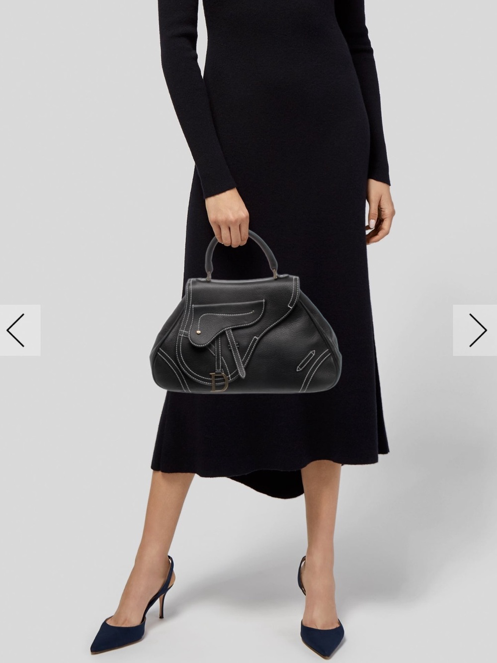 Christian Dior Saddle Hand Held Bag with Gold Accent